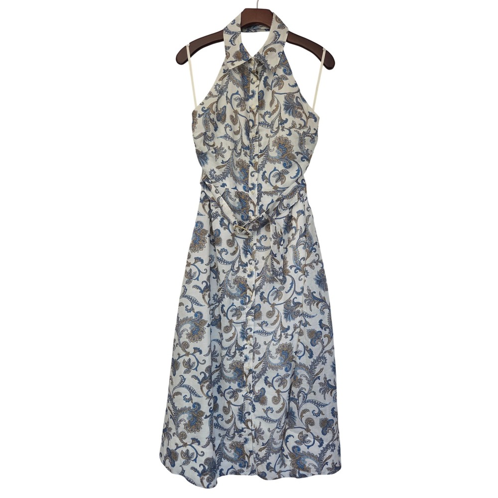 Veronica Beard Mackey Dress Paisley Halter Women 6 Dove Multi NWT $698